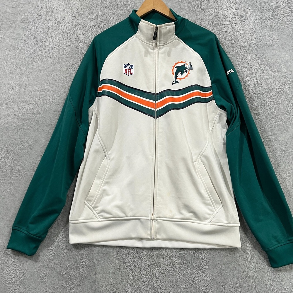 2011 Reebok On Field NFL‎ Miami Dolphins Full Zip Track Jacket Large Retro